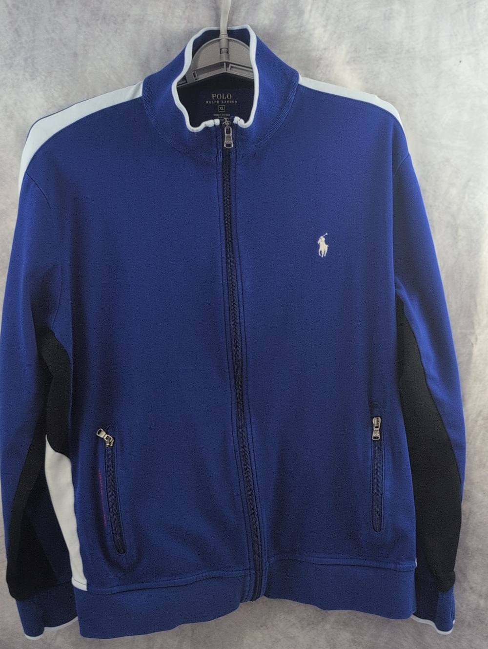 Polo Ralph Lauren Mens XL Blue Colorblock Full Zip Track Jacket Pony Logo